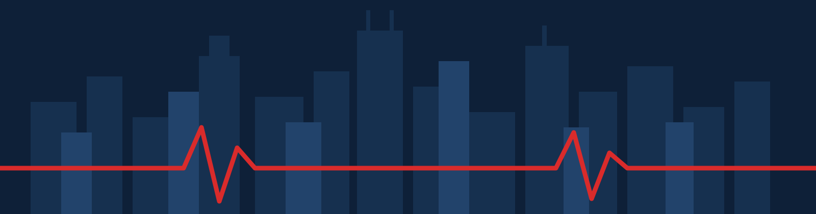 Los Angeles skyline with a heartbeat pulse line